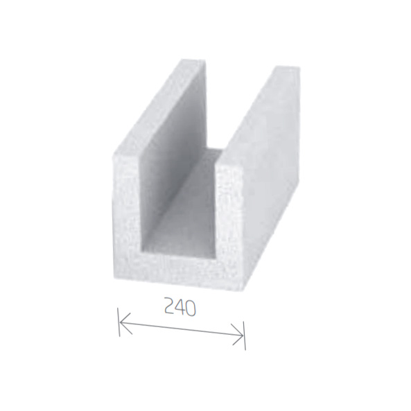 U-Schale aus Gasbeton - Porenbetonstein U-Schalenstein 240mm Breite