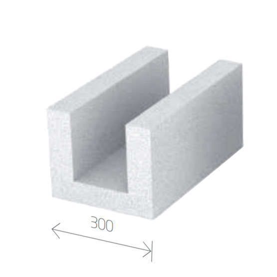 U-Schale aus Gasbeton - Porenbetonstein U-Schalenstein 300mm Breite