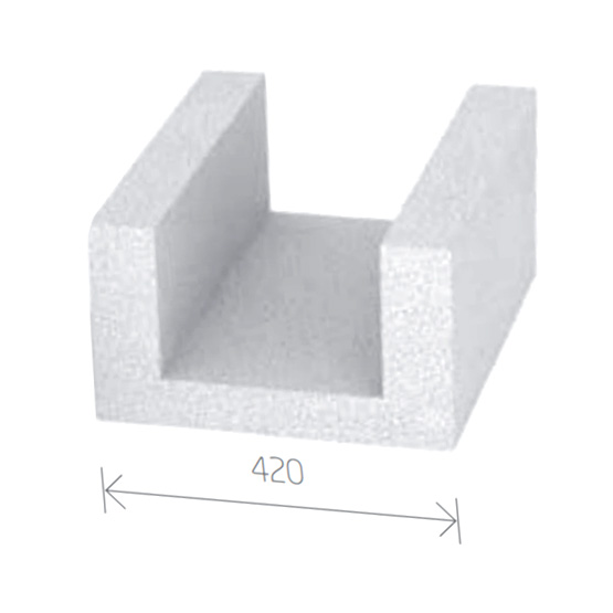 U-Schale aus Gasbeton - Porenbetonstein U-Schalenstein 420mm Breite